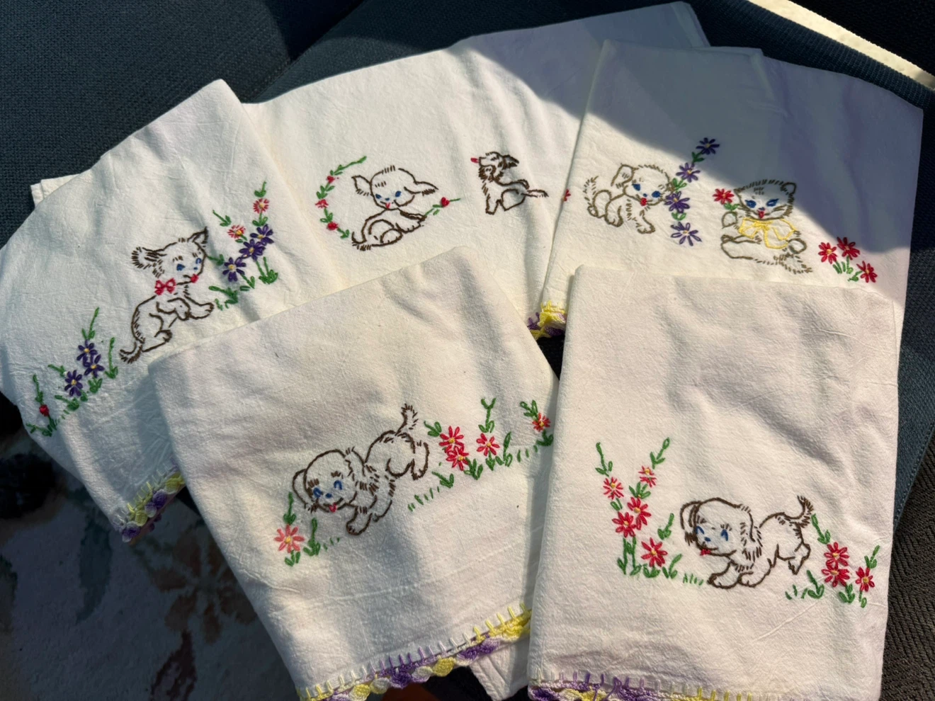 vintage flour sack dish towels