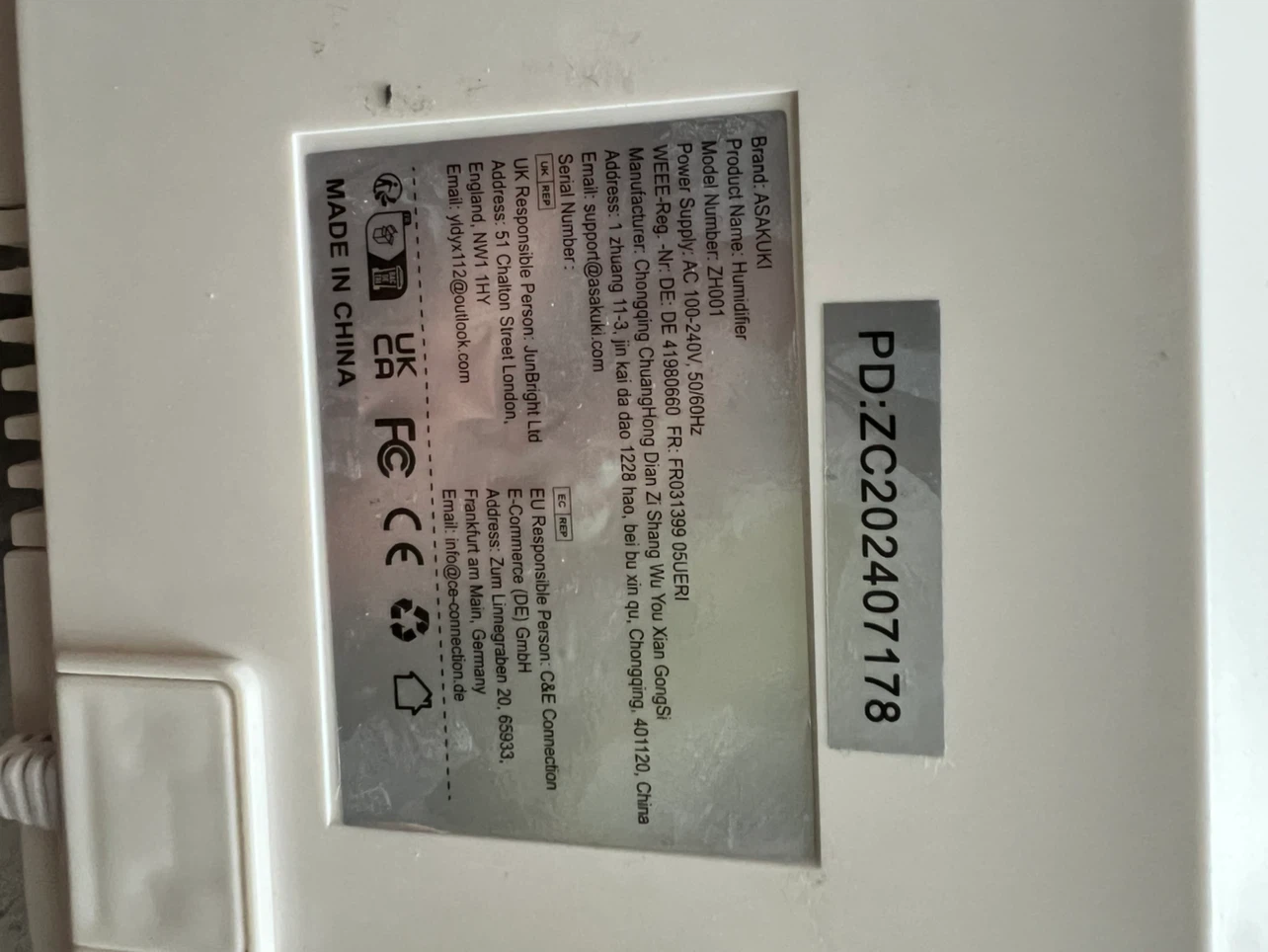 ASAKUKI Ultrasonic Cool Mist Humidifier - photo 3