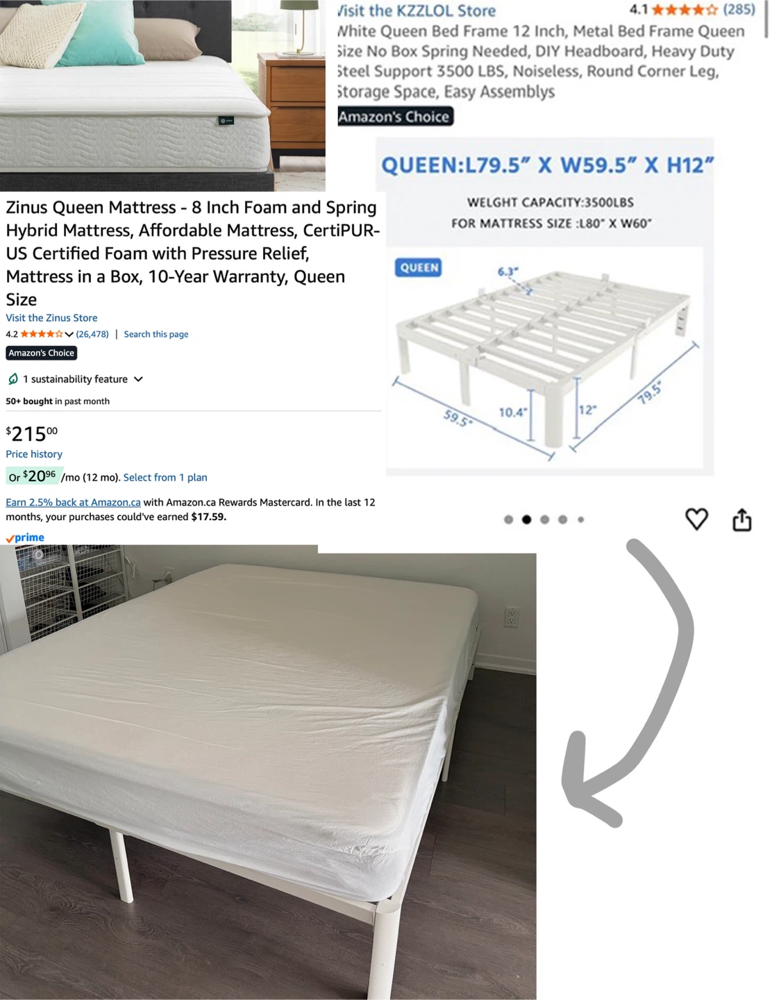 Zinus queen mattress (mattress only) - photo 2