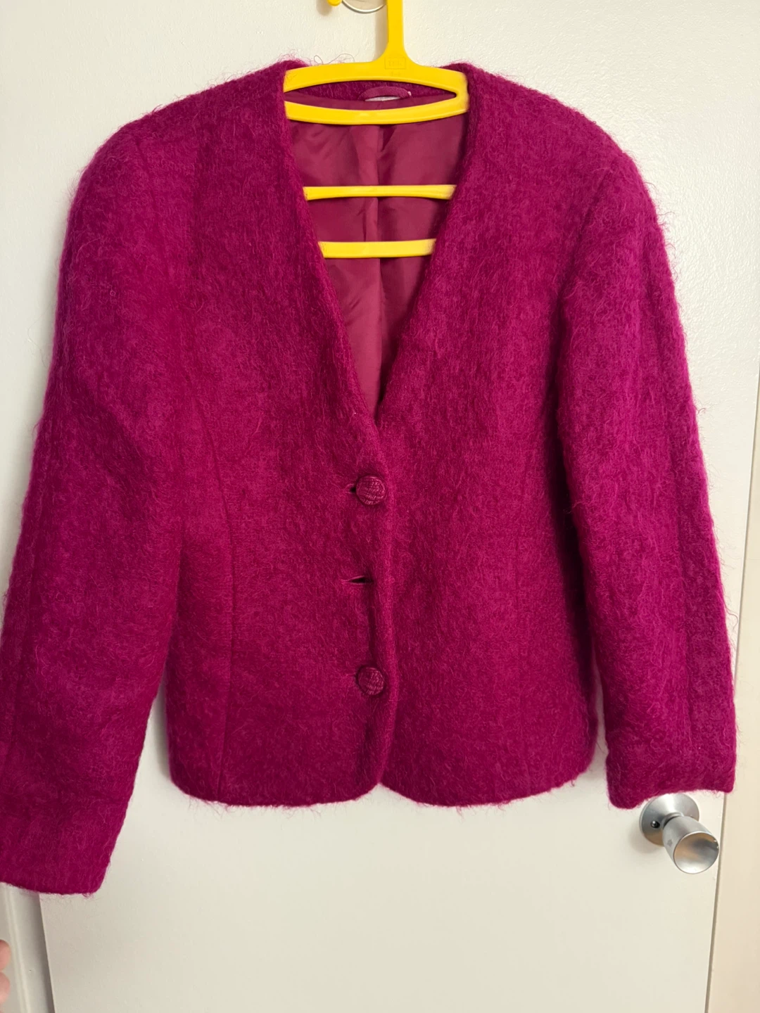 Women's Magenta Wool Blend Blazer
