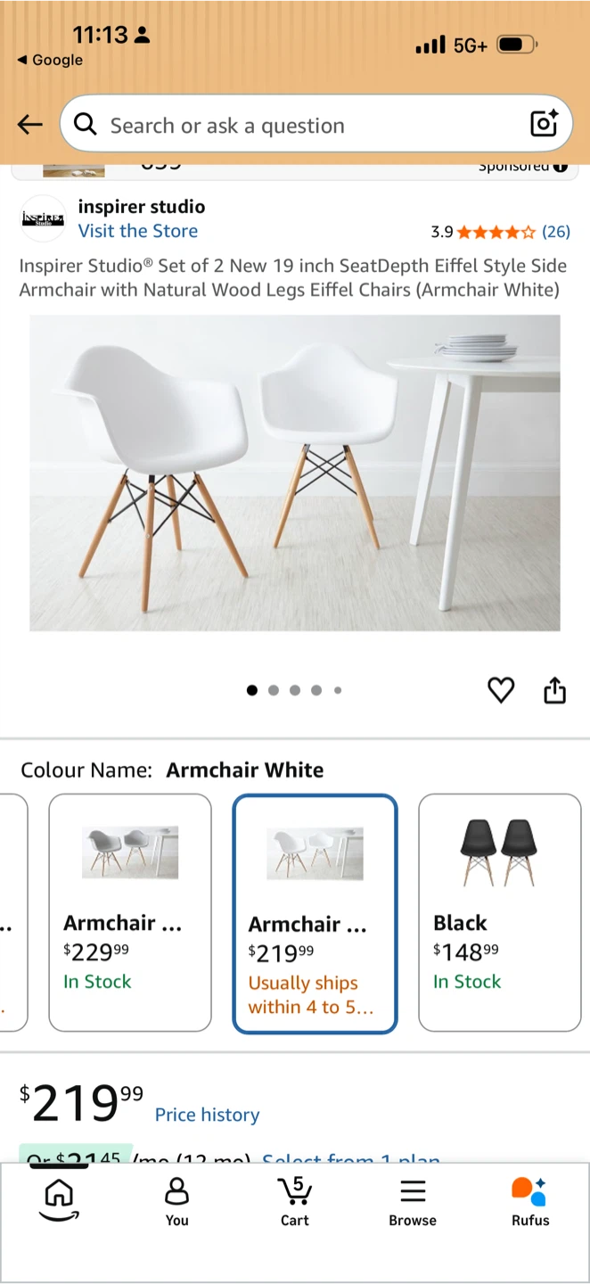 2 two white chairs, each one