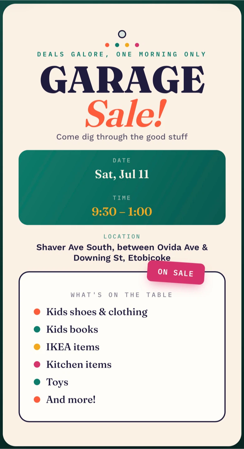 Garage Sale in Etobicoke