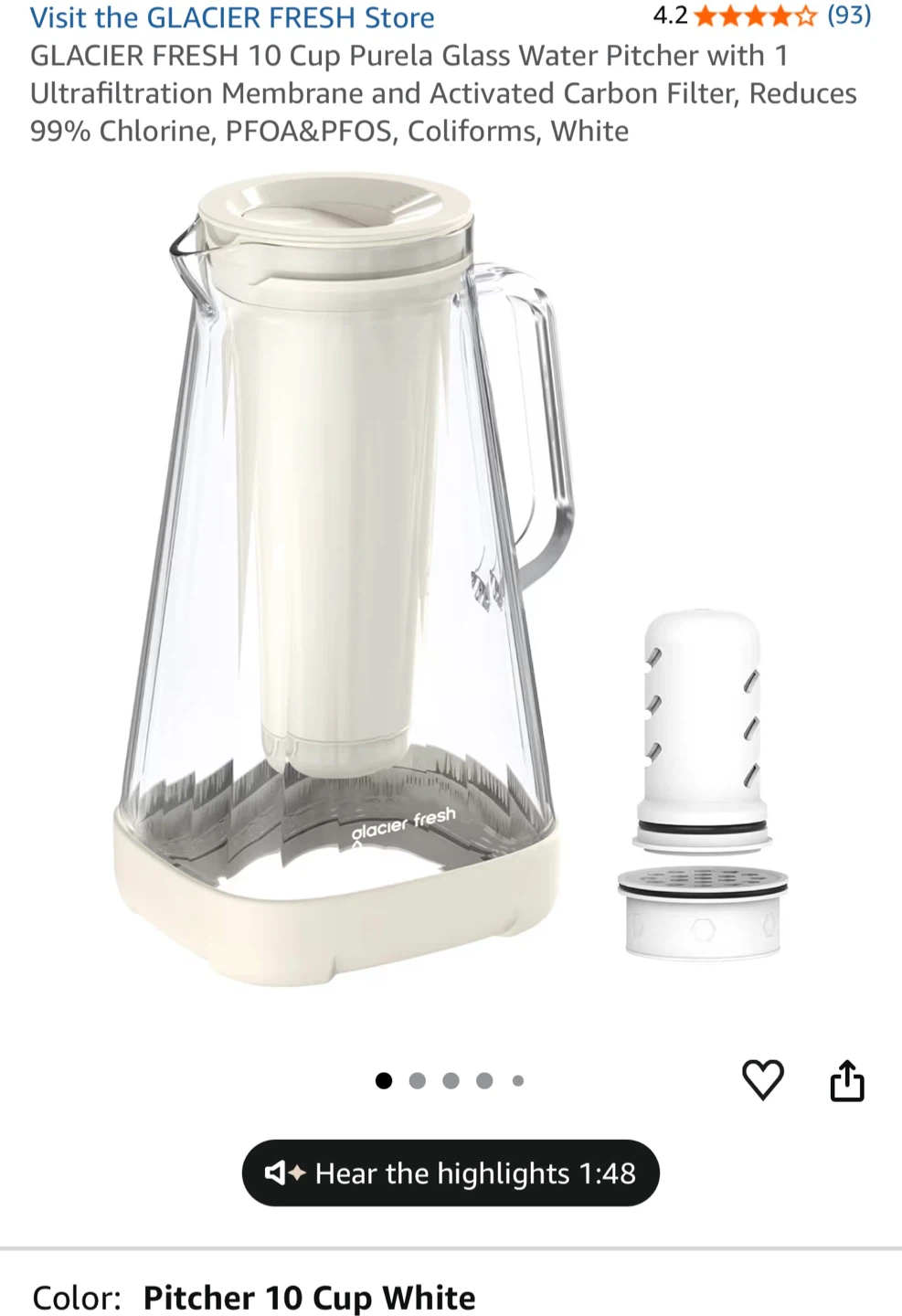 Glacier Fresh 10 Cup Water Pitcher