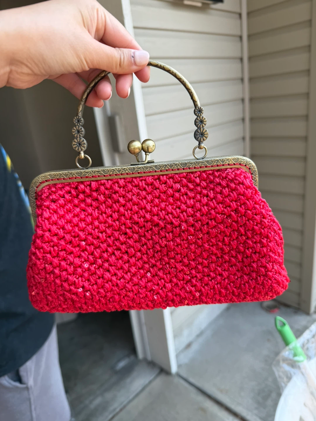 Handmade Crochet Handbag with Clasp