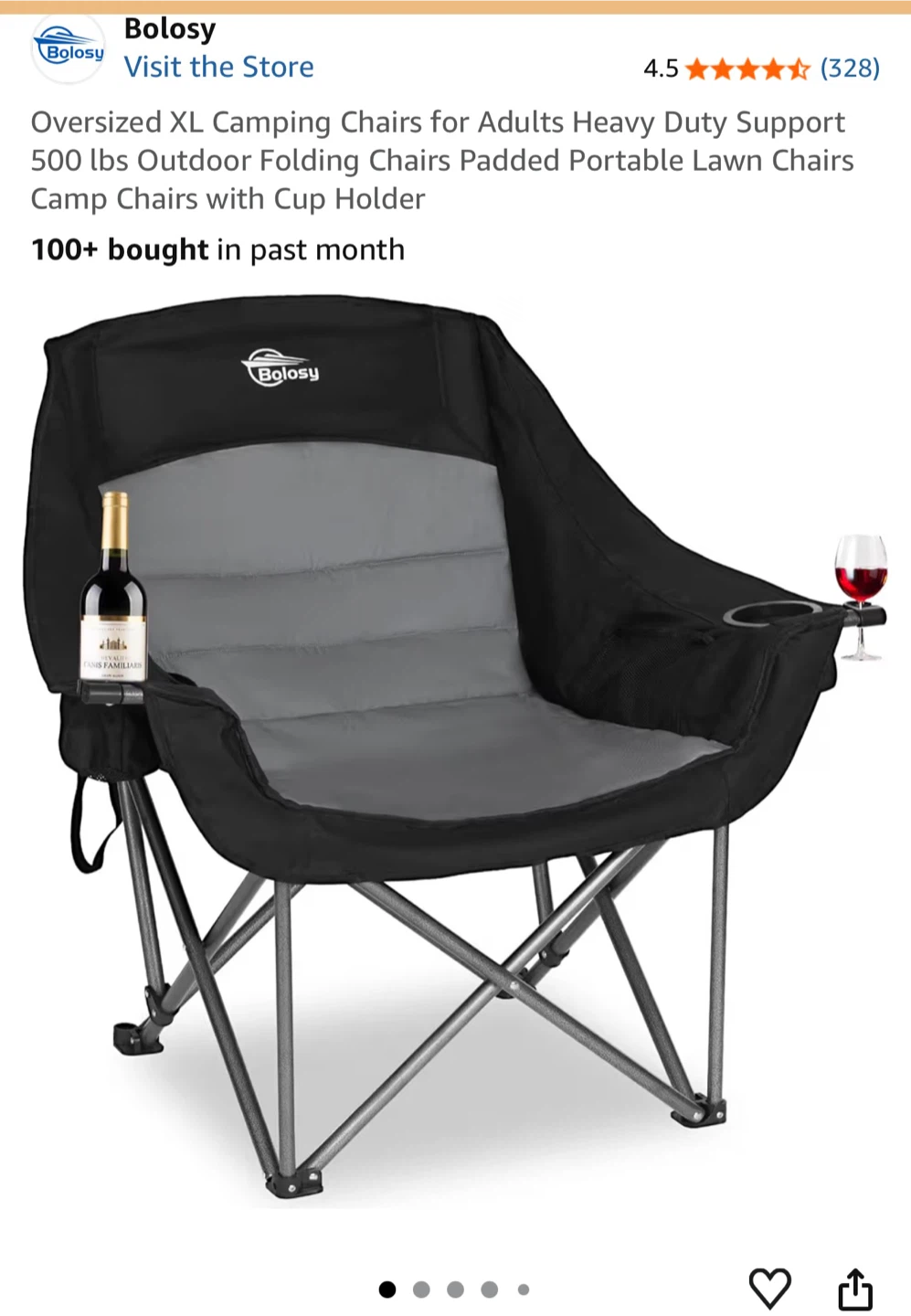 Bolosy Oversized XL Camping Chair with Cup Holder