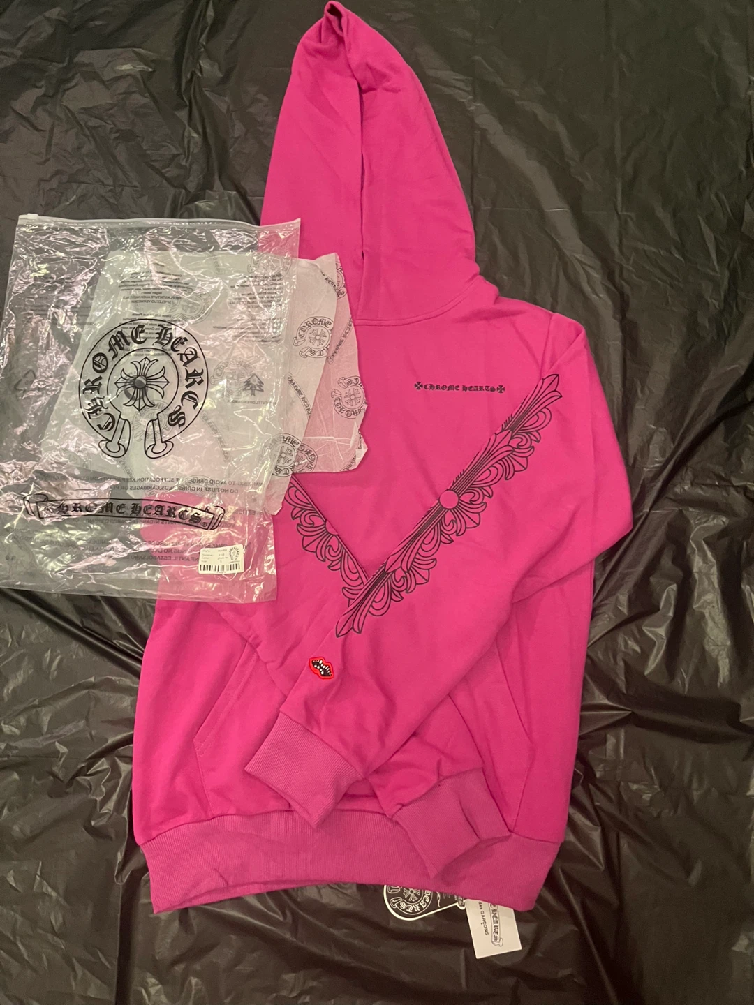 Chrome Hearts Pink Hoodie with Bag