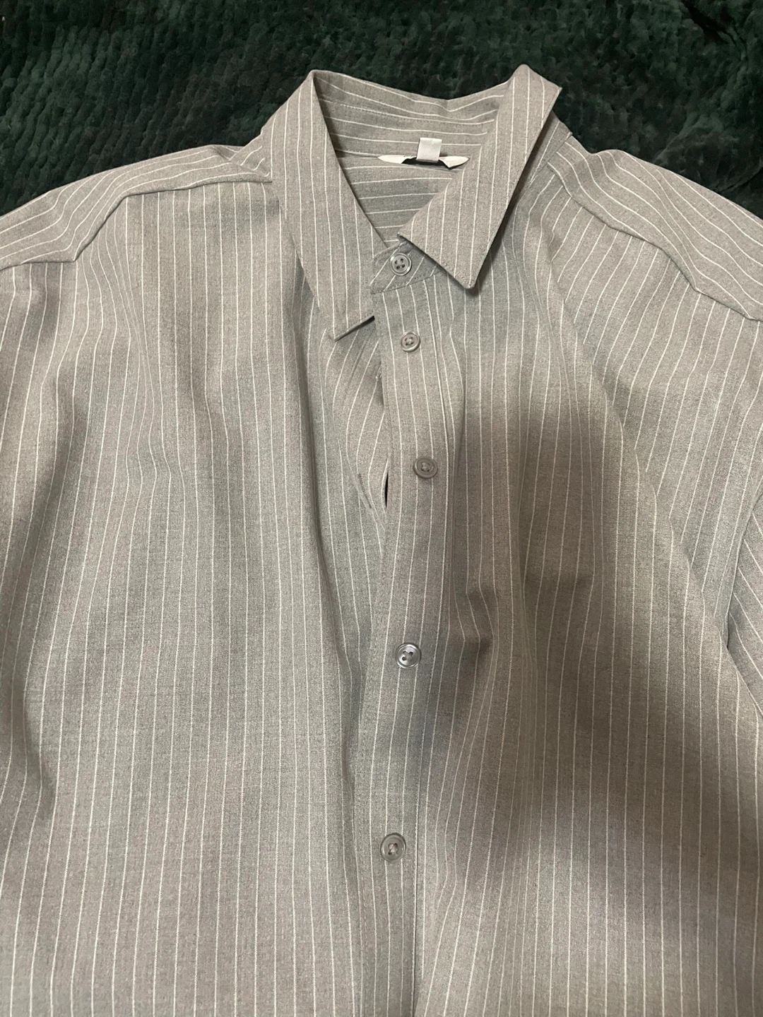 Grey Pinstripe Button-Up Shirt