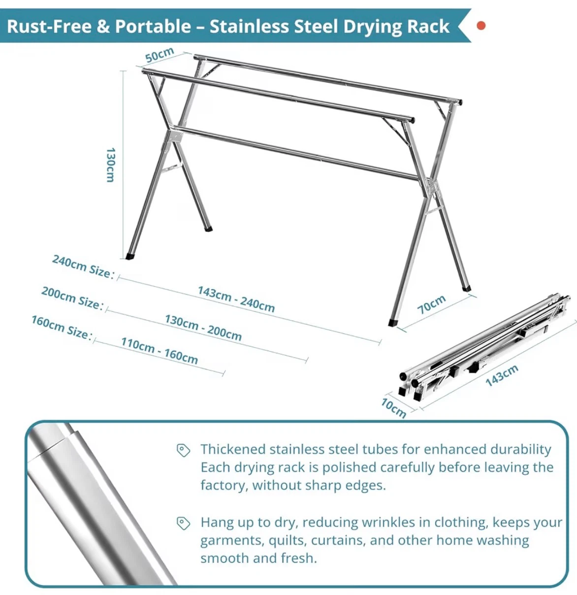 Stainless Steel Drying Rack - Foldable - photo 5