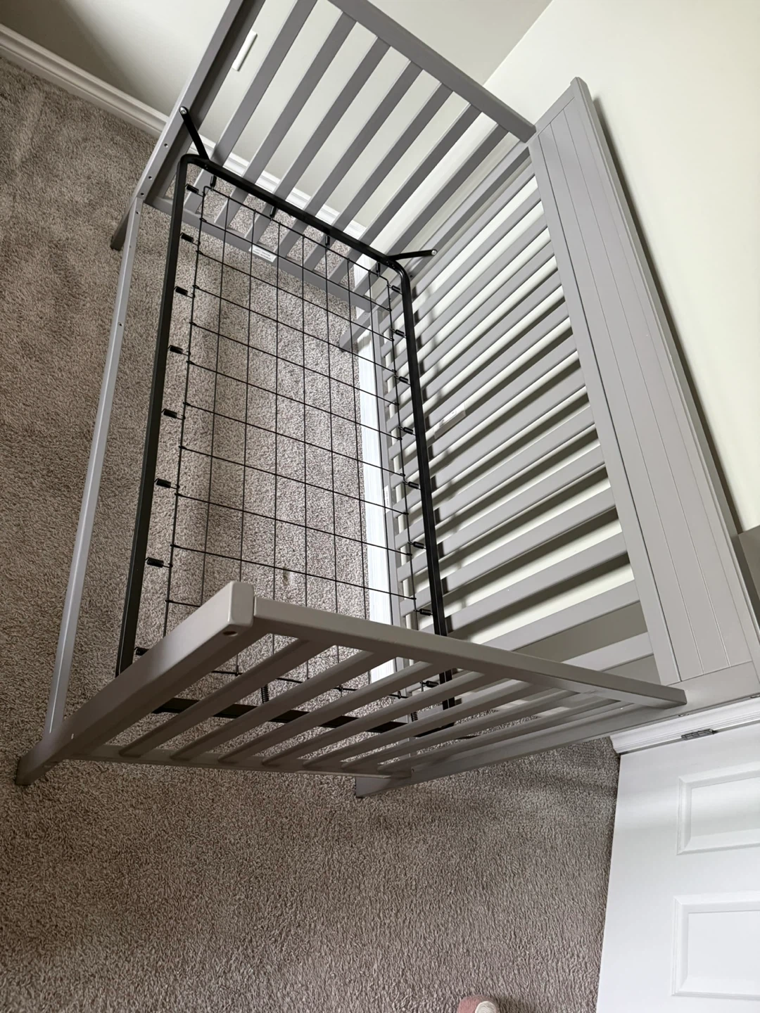 Grey convertible crib