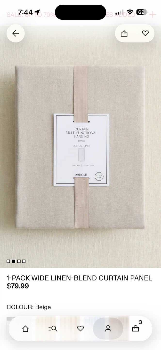 H&M Home 1-Pack Wide Linen-Blend Curtain Panel - Beige