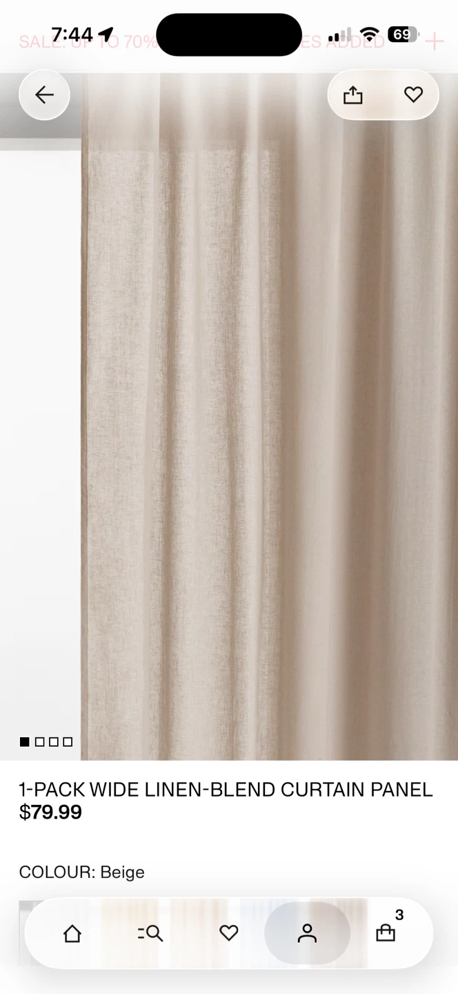 H&M Home 1-Pack Wide Linen-Blend Curtain Panel - Beige - photo 2