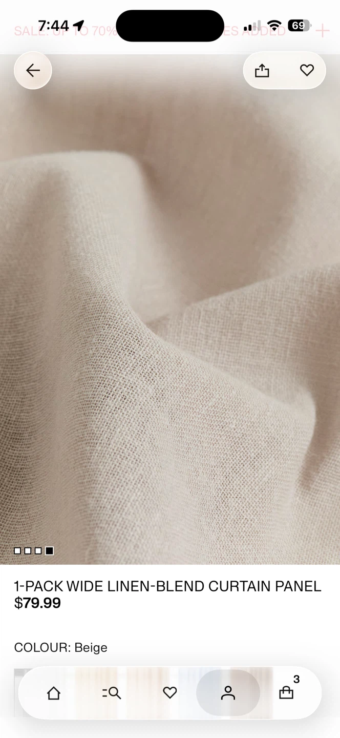 H&M Home 1-Pack Wide Linen-Blend Curtain Panel - Beige - photo 3