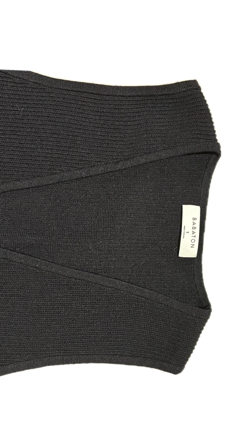 Black Ribbed V-Neck Crop Top - photo 3