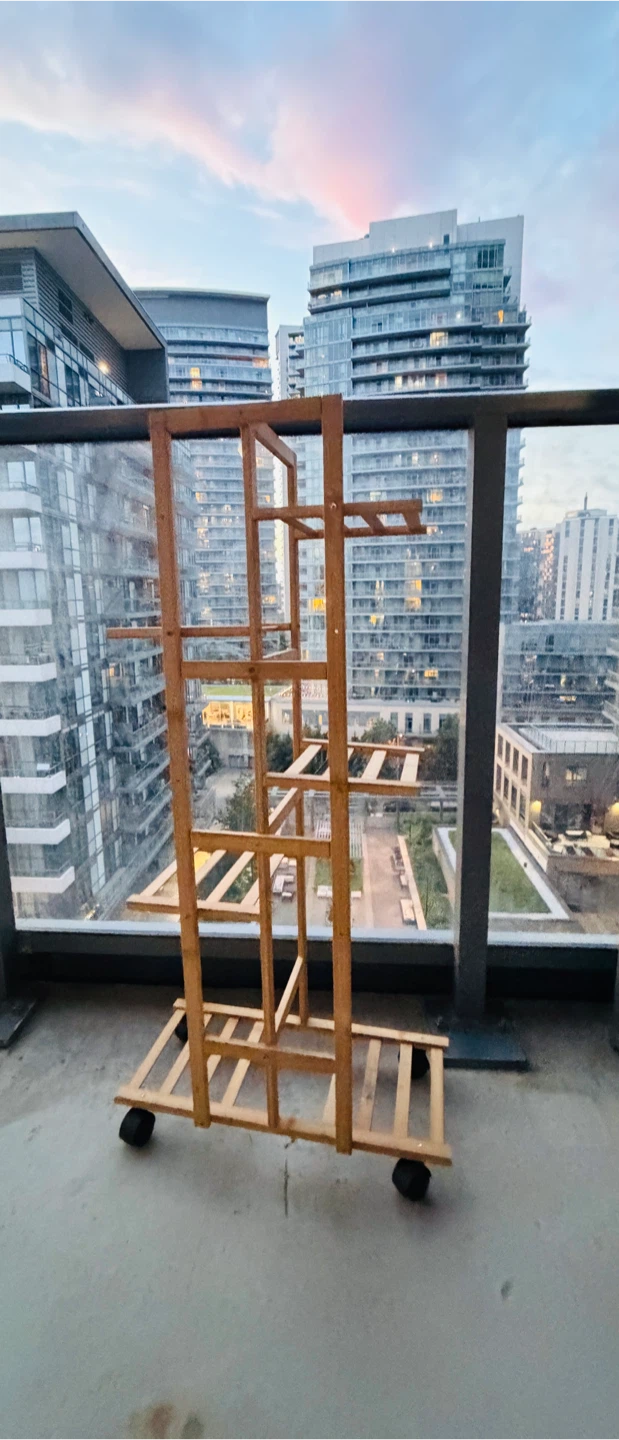 Wooden Plant Stand with Wheels