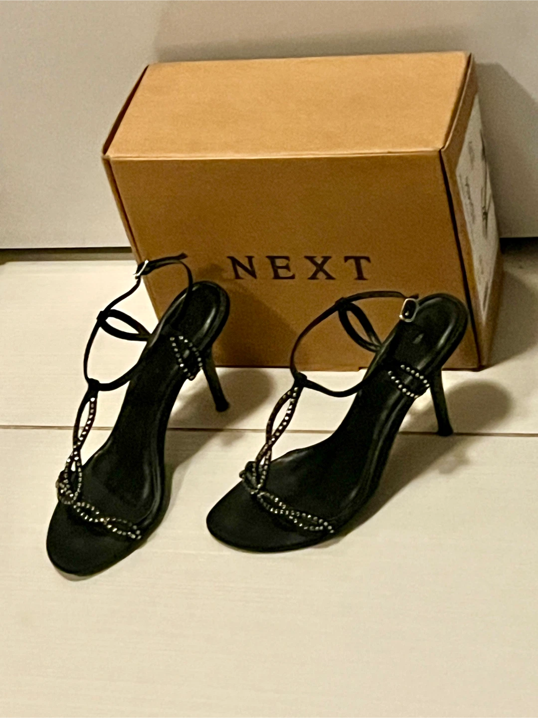 Next Black Embellished Stiletto Sandals