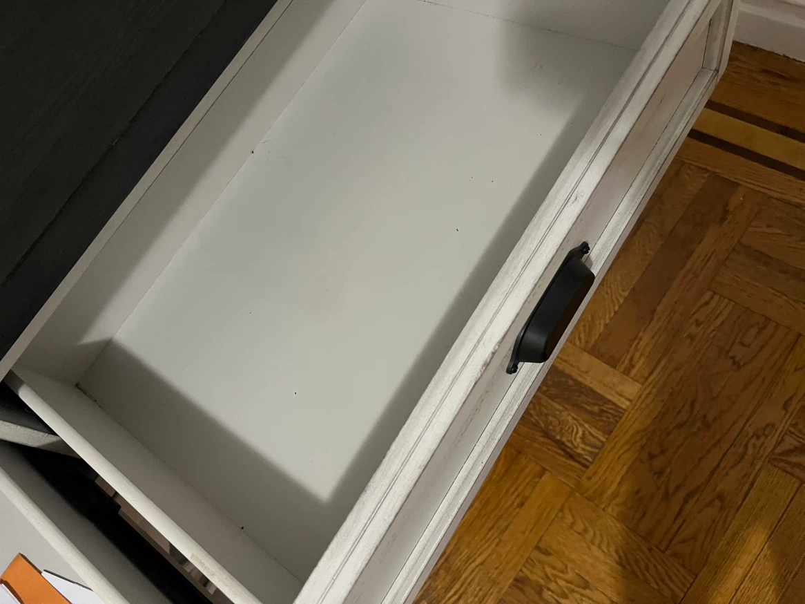 White Wood Console Table with Glass Doors - photo 2