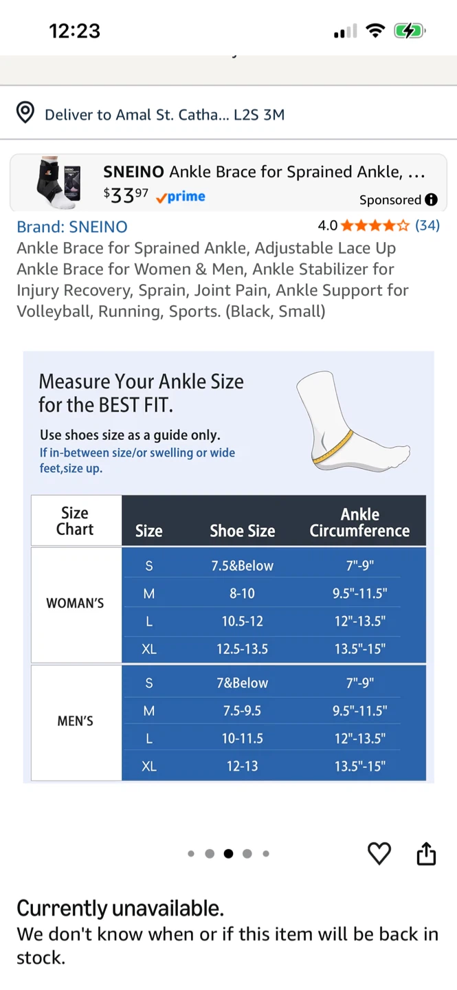SNEINO Ankle Brace for Sprained Ankle (Black, Small) - photo 3
