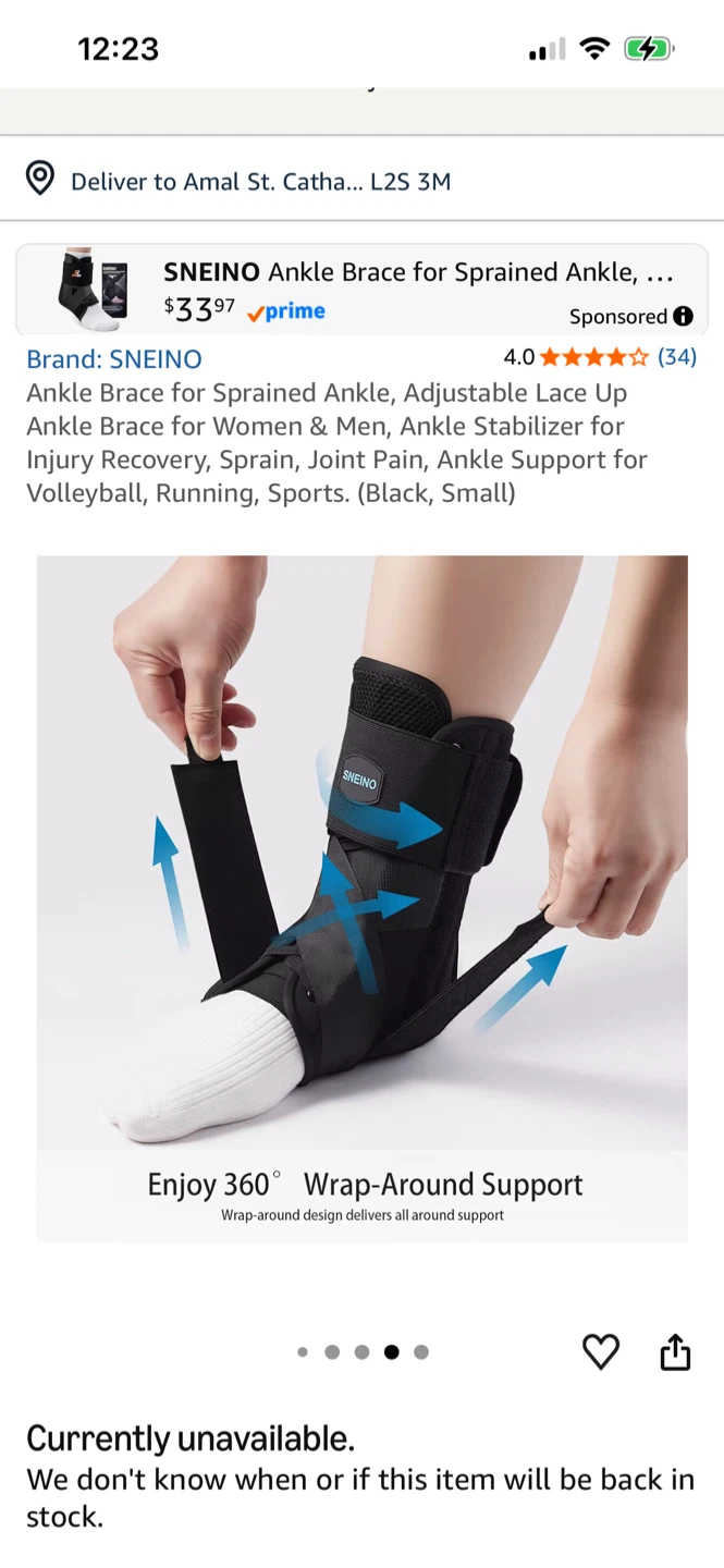 SNEINO Ankle Brace for Sprained Ankle (Black, Small) - photo 5