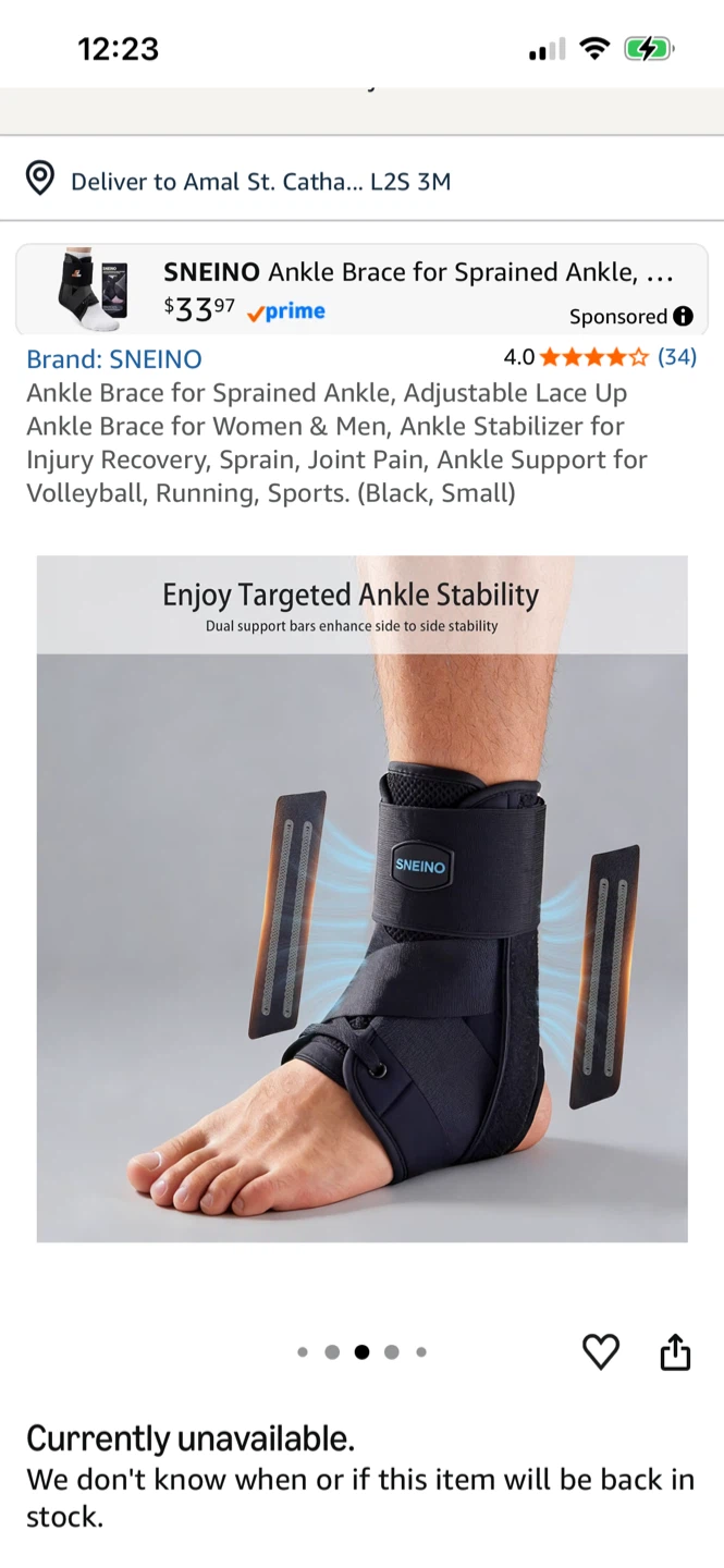 SNEINO Ankle Brace for Sprained Ankle (Black, Small) - photo 4