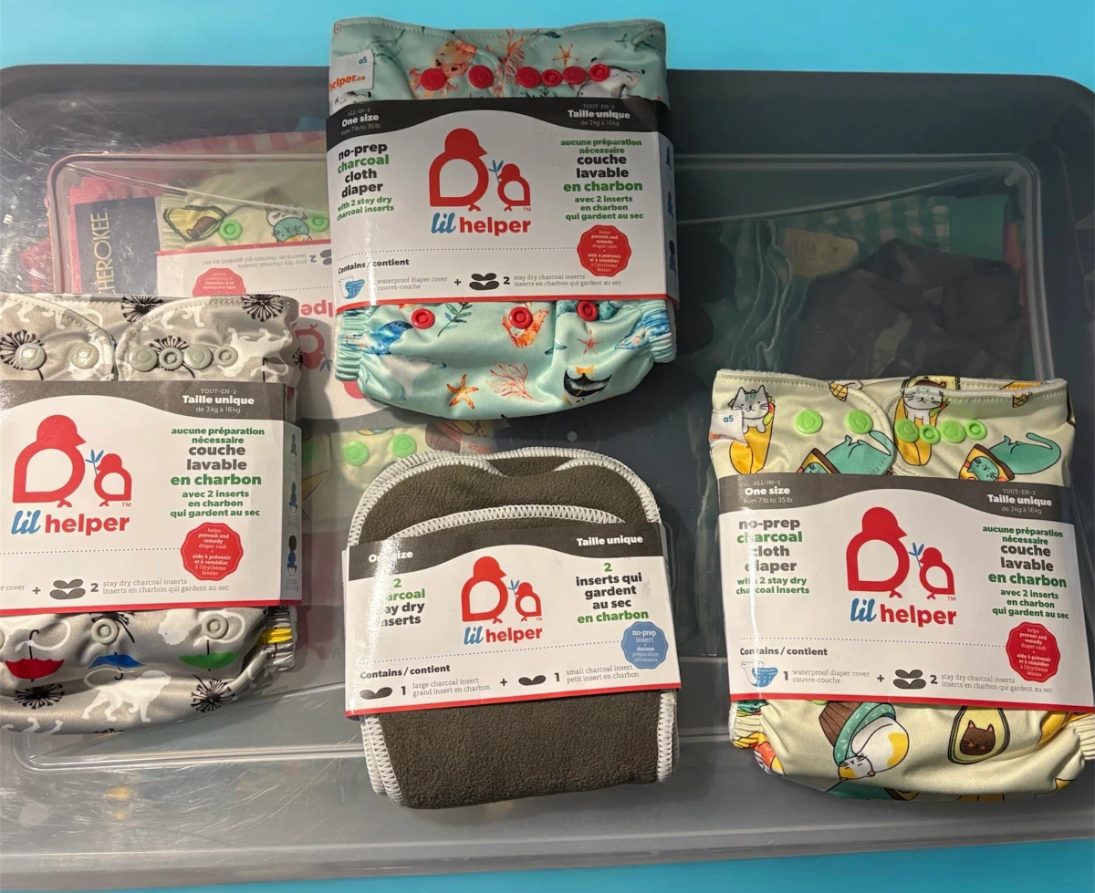 Lil Helper No-Prep Charcoal Cloth Diapers selling each
