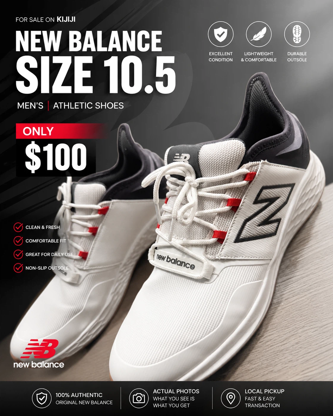 New Balance Men's White Running Shoes