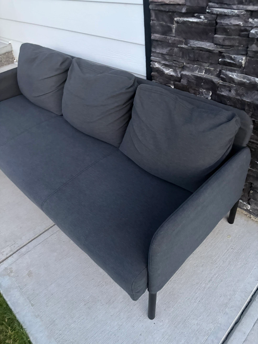 IKEA sofa 3 seats in dark grey colour - photo 2