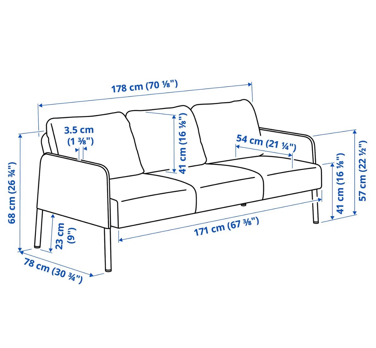 IKEA sofa 3 seats in dark grey colour - photo 3
