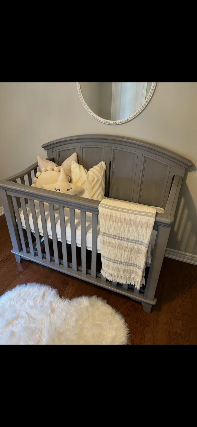 Grey Convertible Baby Crib - Like New!
