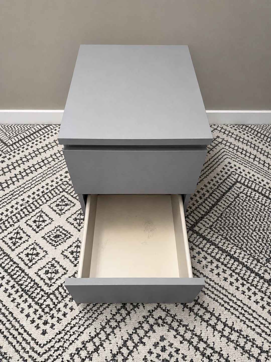 Grey bedside table with two drawers - photo 3