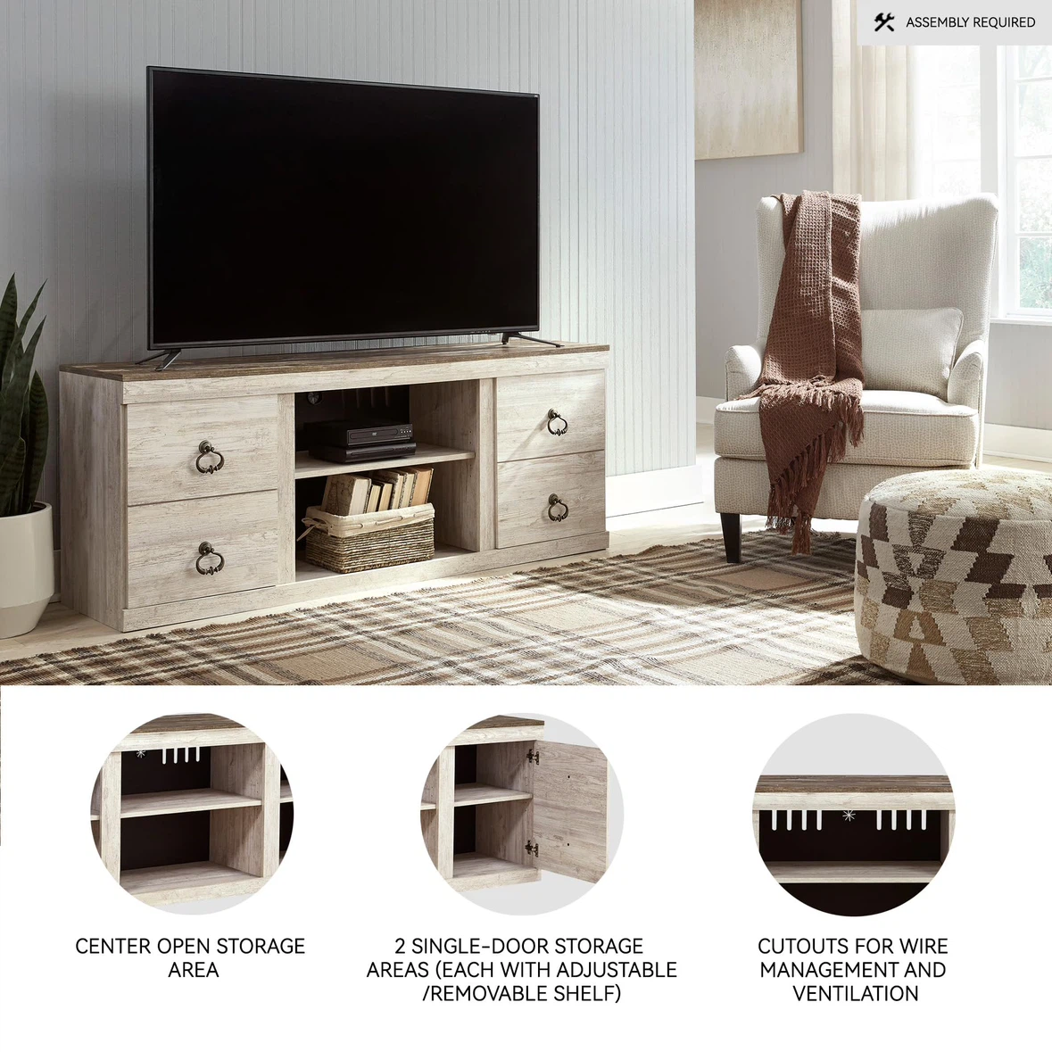 TV Stand up to 60" with 3 Shelves and Fireplace