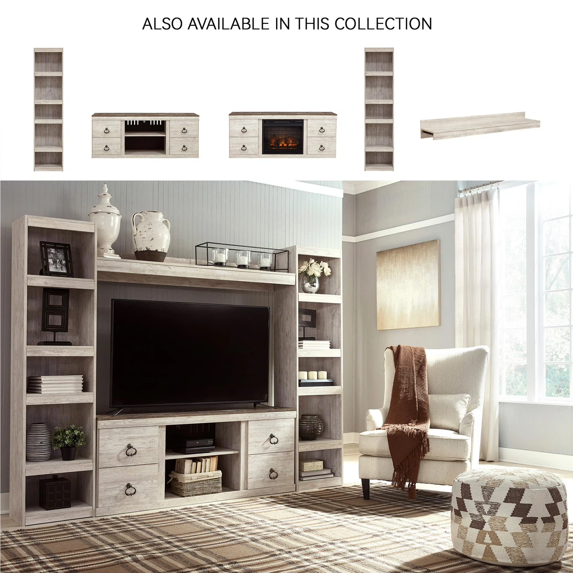 TV Stand up to 60" with 3 Shelves and Fireplace - photo 2
