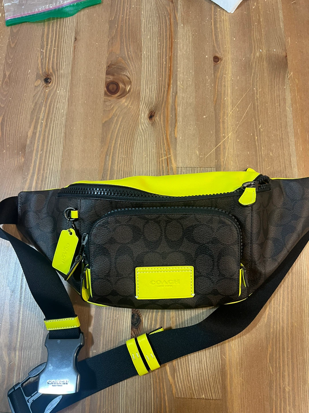 Coach Belt Bag with Neon Yellow Accents