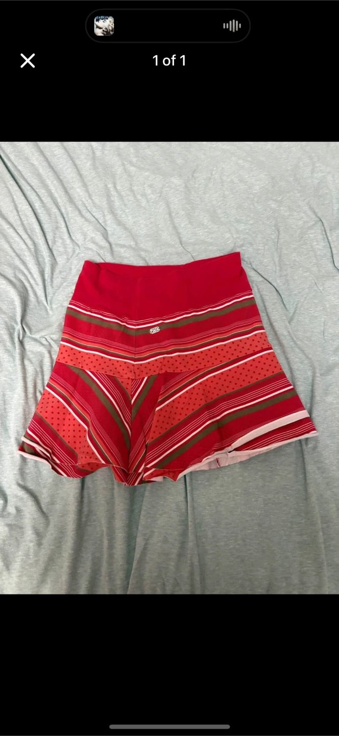 Red Striped A-Line Skirt