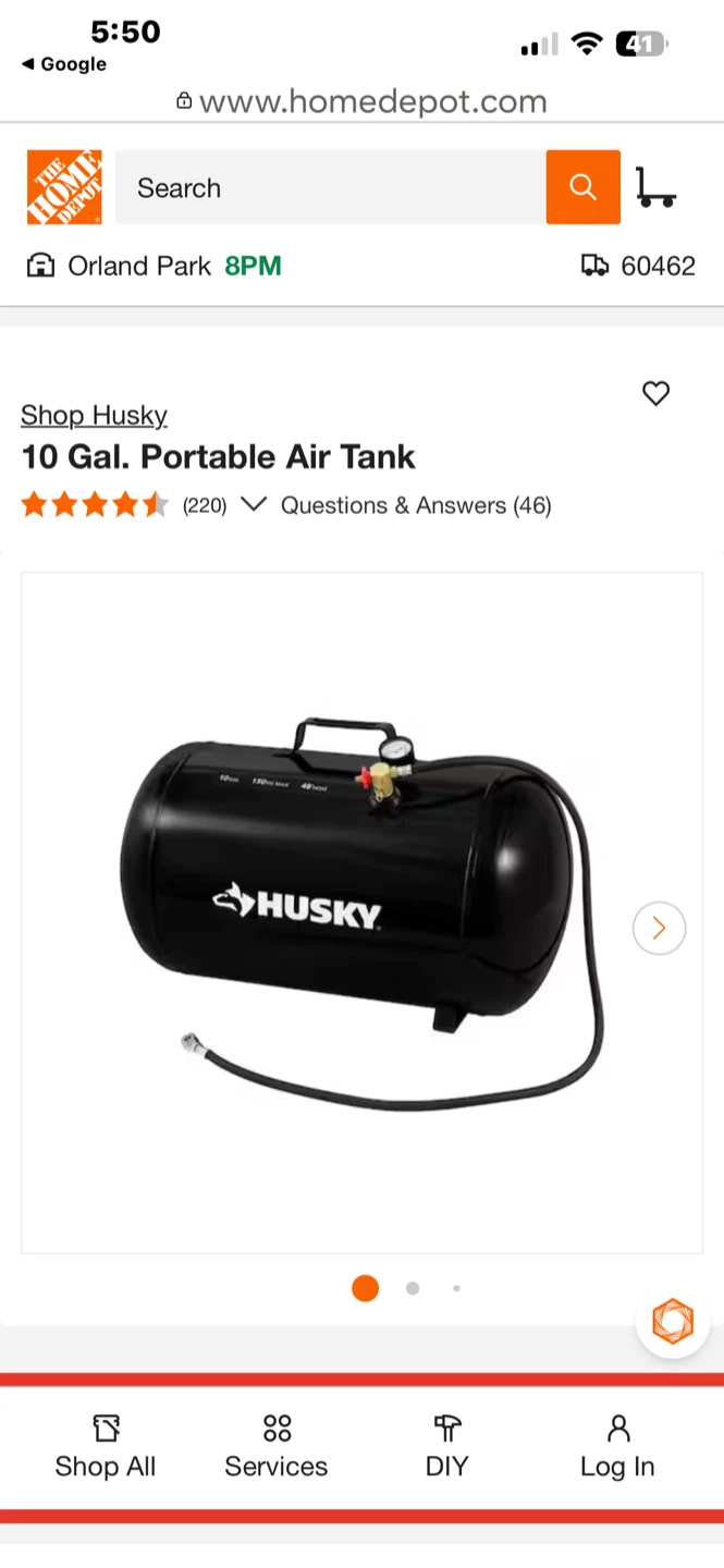 Husky 10 Gal. Portable Air Tank