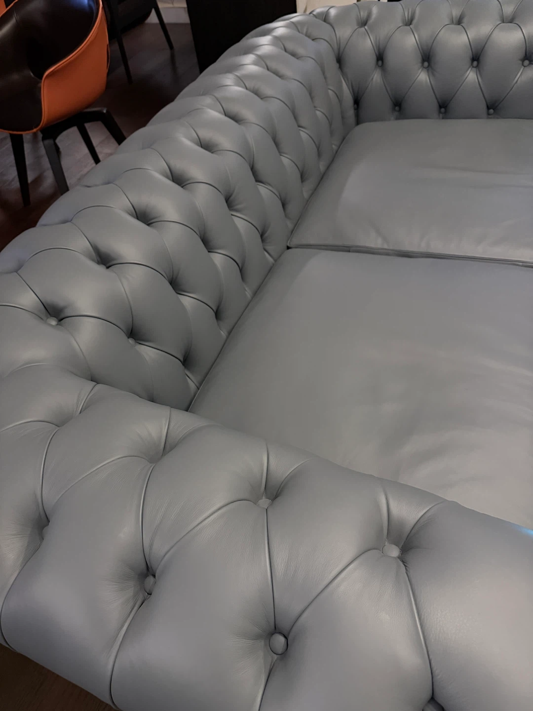 Baby Blue real Leather Chesterfield Sofa - photo 3