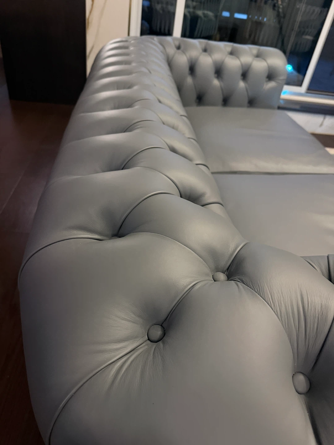 Baby Blue real Leather Chesterfield Sofa - photo 2