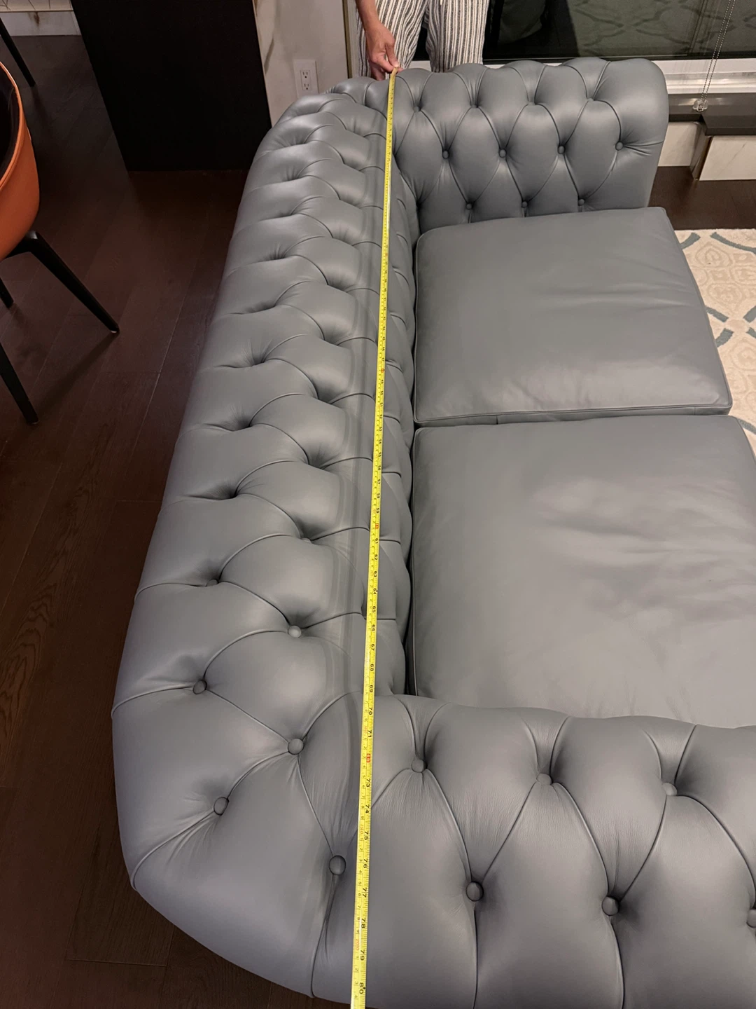 Baby Blue real Leather Chesterfield Sofa - photo 5
