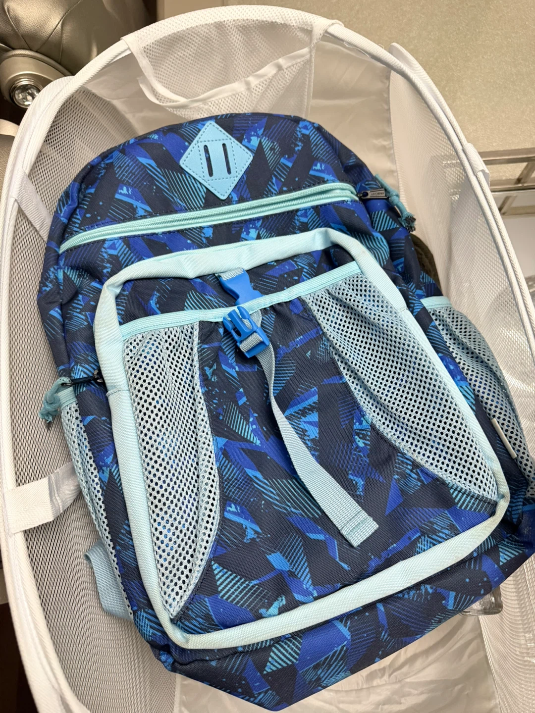 Kids Blue Geometric Backpack
