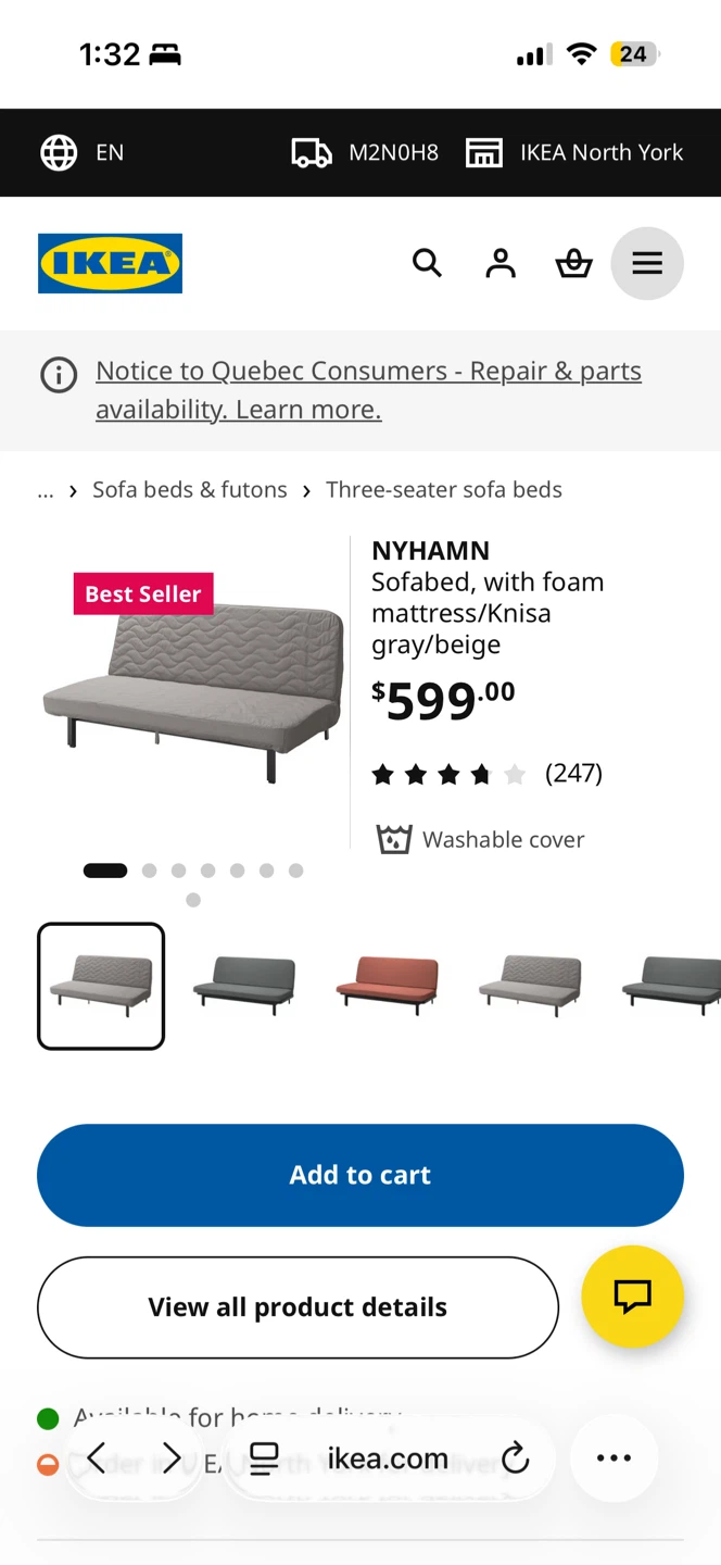IKEA NYHAMN Sofa Bed - Grey/Beige - photo 3