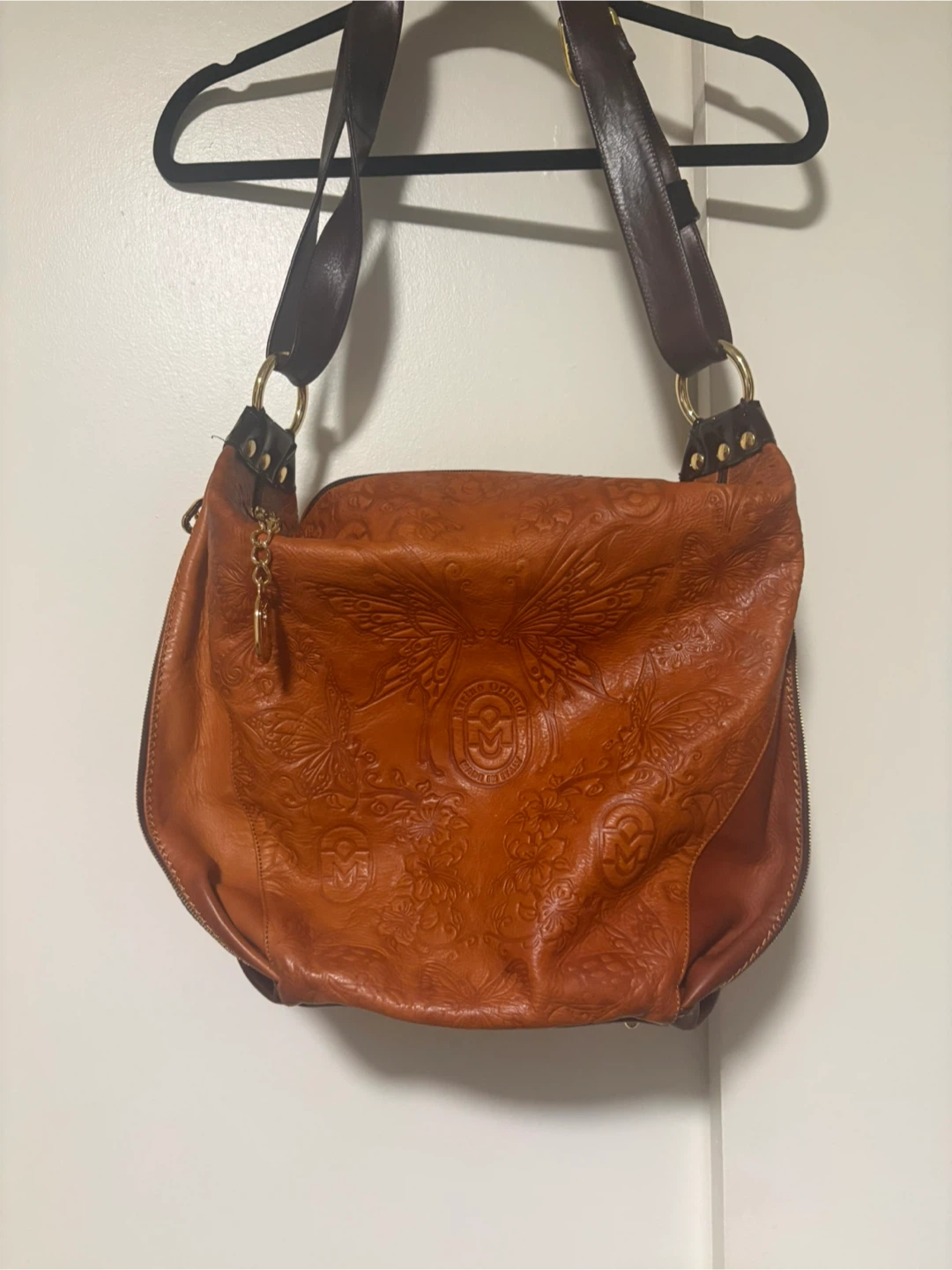 Marino Orlandi Embossed Leather Shoulder Bag