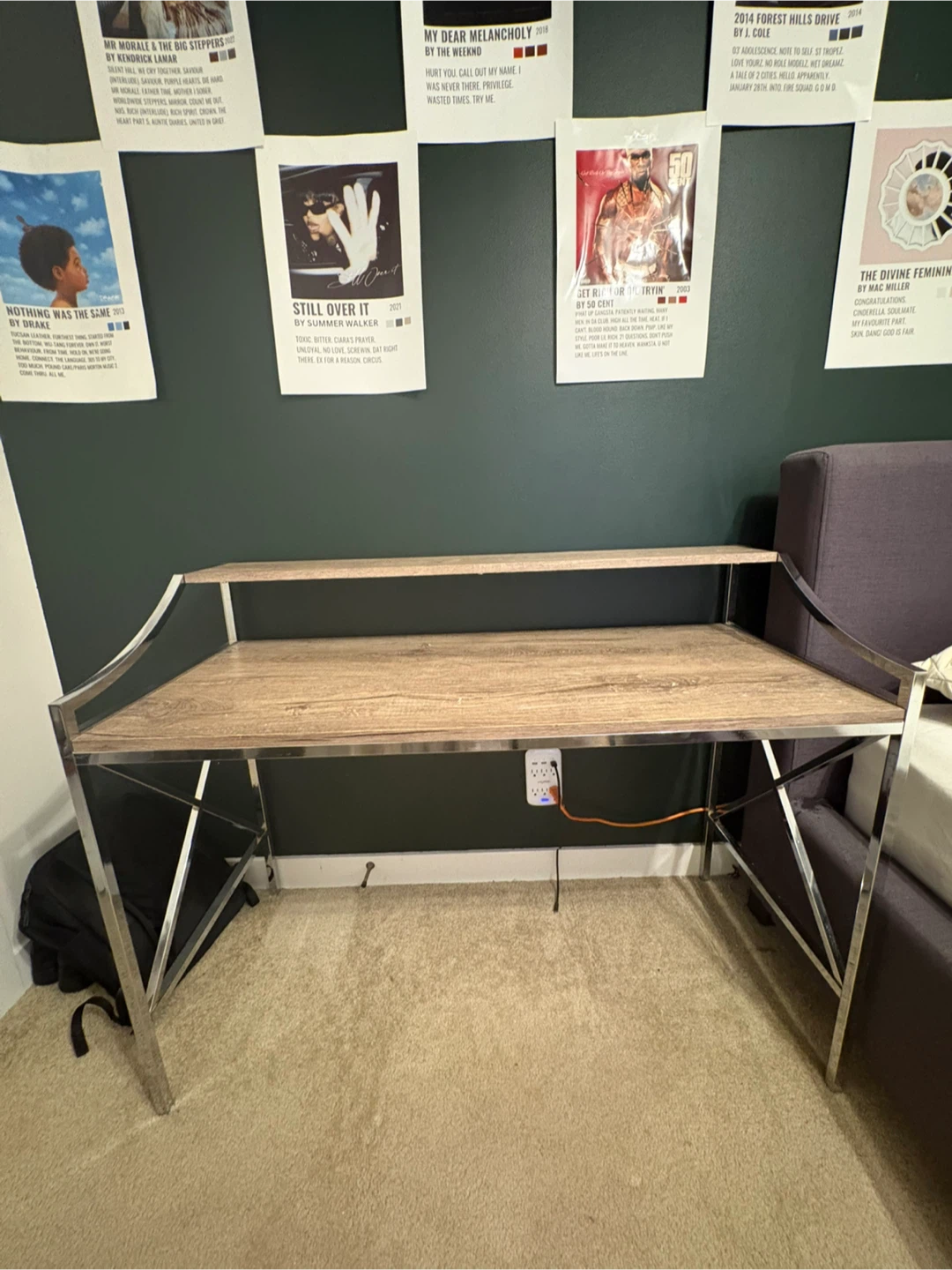 Wooden Top Desk with Metal Frame