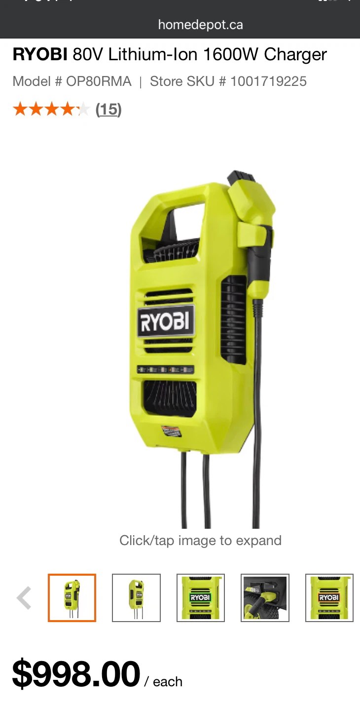 Ryobi 80V Lithium-ion 1600W Charger