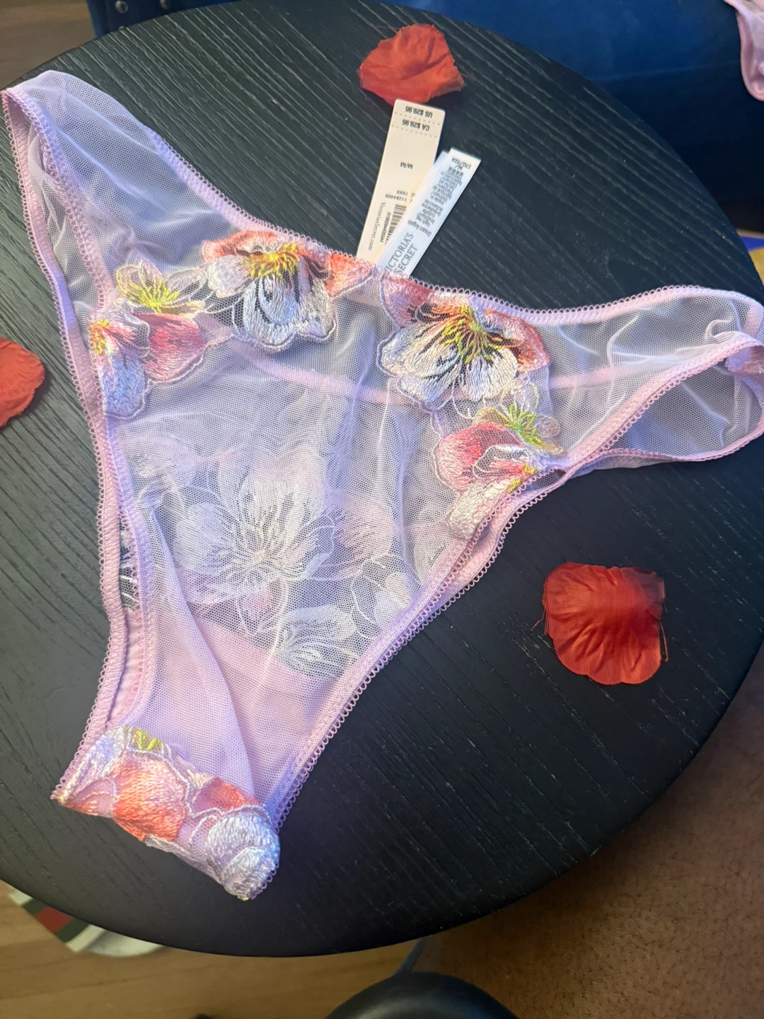 Victoria's Secret Pink Floral Lace Thong Panty M/M