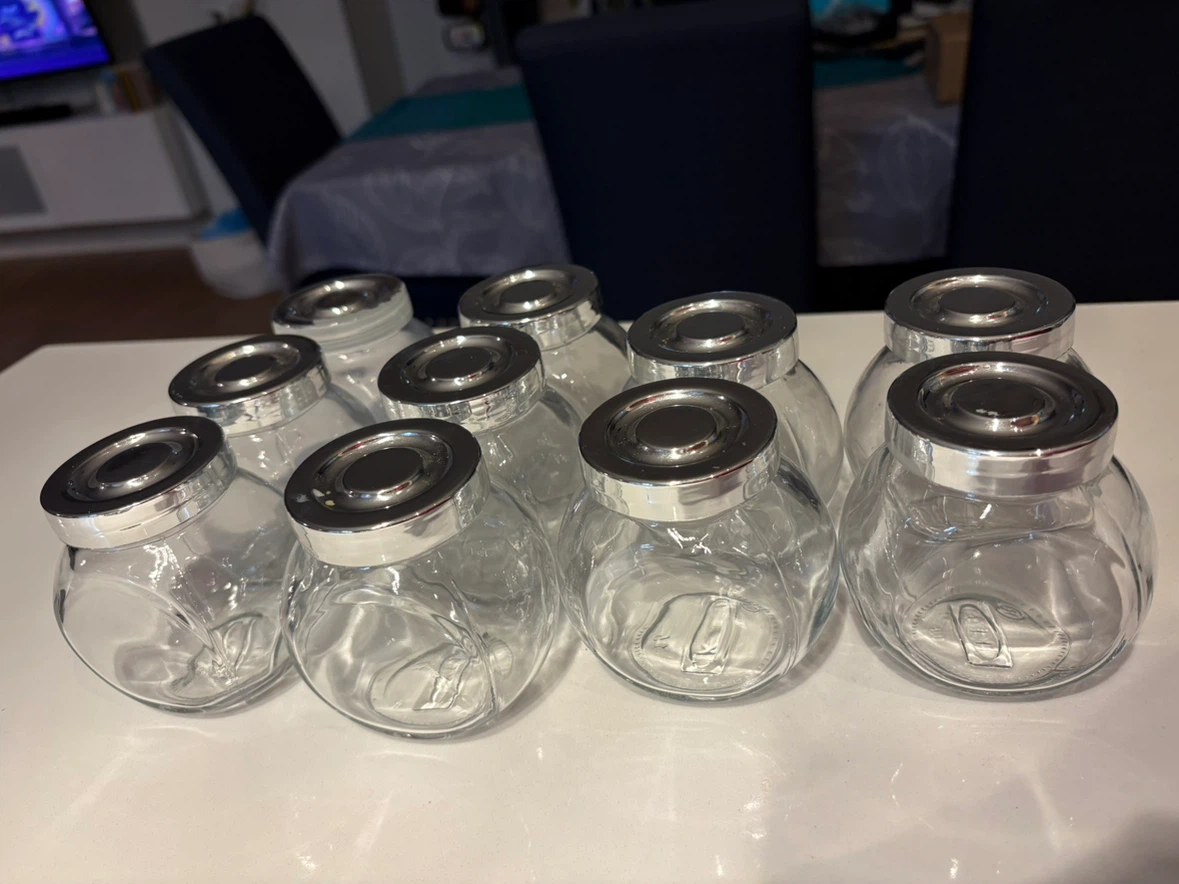 Set of 10 Spice Glass Jars with Silver Lids - photo 2