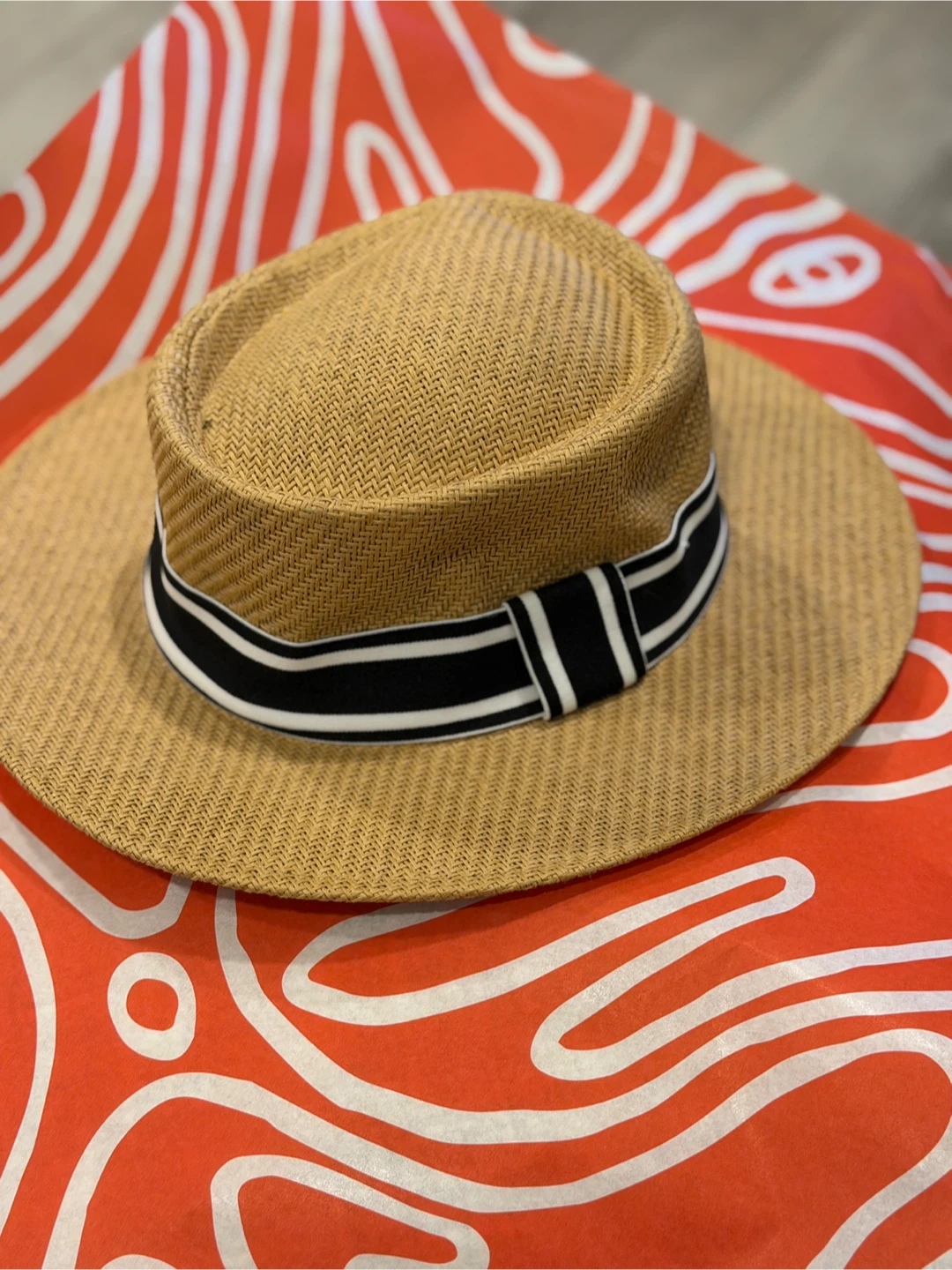 Straw Fedora Hat with Ribbon