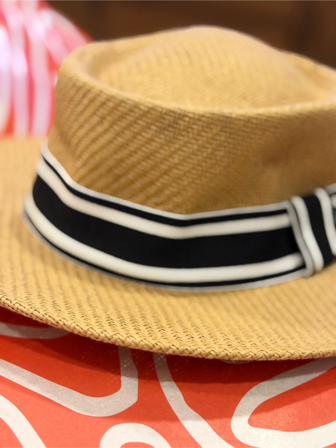 Straw Fedora Hat with Ribbon - photo 2