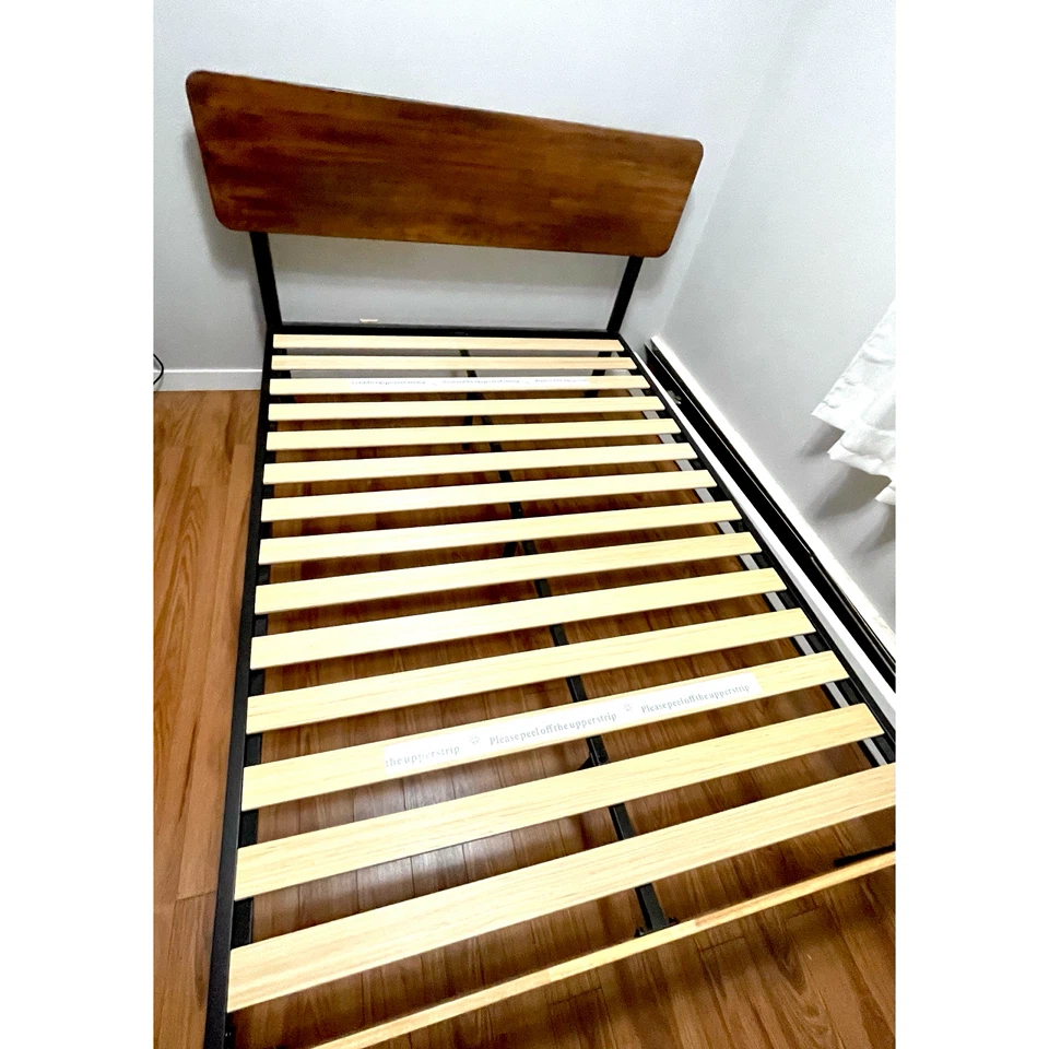 Full Size Bed Frame with Wooden Headboard