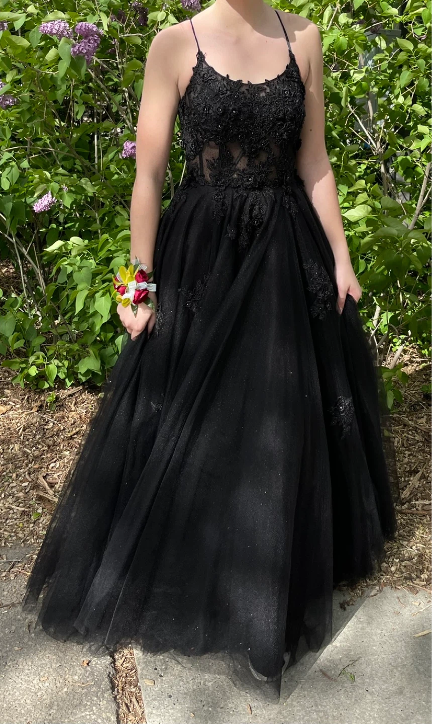 Black corset prom dress