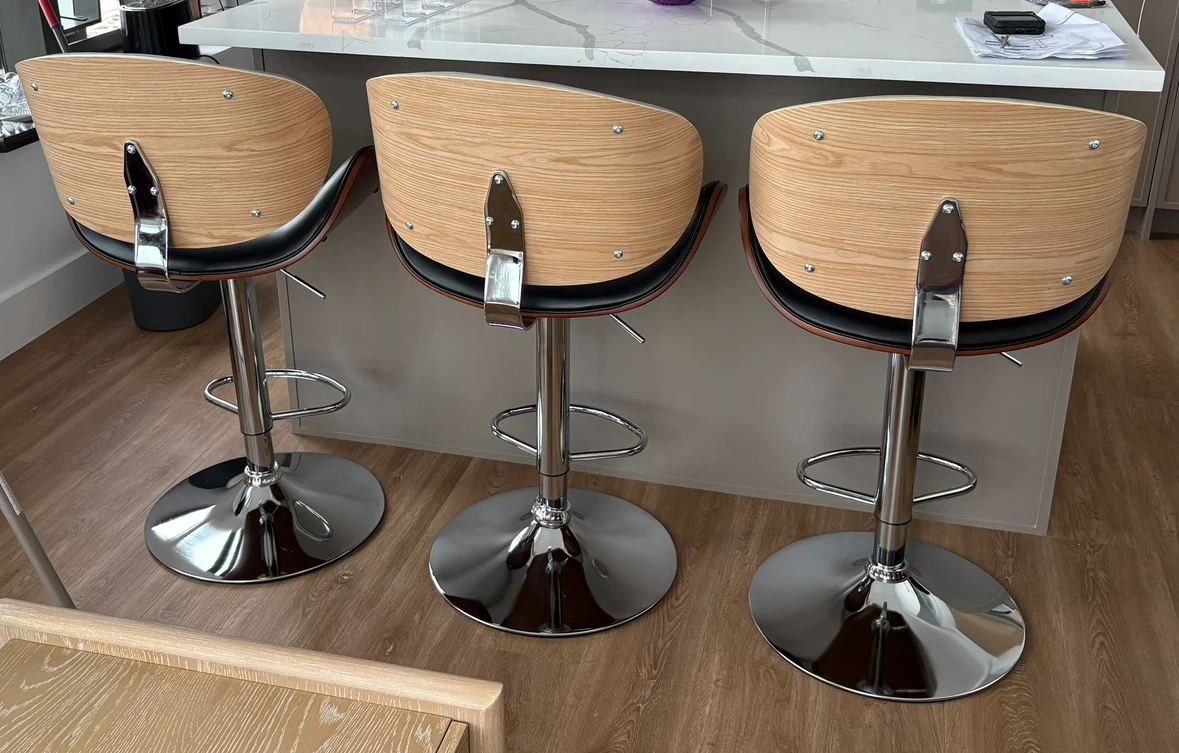 Set of 3 Grey Bentwood Swivel Bar Stools - photo 5