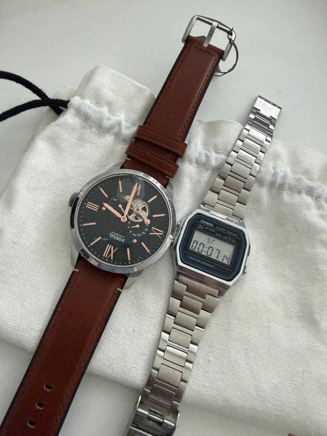 Fossil Automatic Watch with Brown Leather Strap